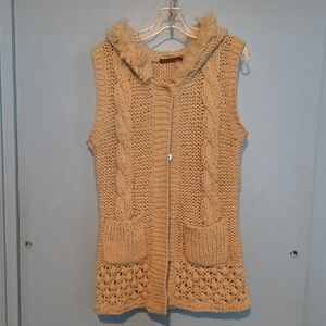 Belldini Cream Knit Vest with Hood